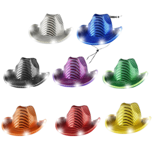 Cappelli LED Luminosi da Cowgirl e Cowboy con Paillettes, Impermeabili, <span class=keywords><strong>per</strong></span> Scuola, Ramadan, Natale, Halloween, Costume, Cosplay, Matrimonio, Feste e Eventi (Acquisto all'ingrosso) - Product Image 1