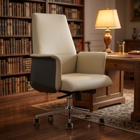 Fauteuil de direction pivotant à hauteur réglable et à dossier moyen Chaise de bureau de directeur moderne en cuir pivotante de luxe