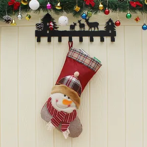 Sacs de Noël personnalisés brodés à carreaux, Père Noël, bonhomme de neige, chaussettes cadeaux fantaisie pour décorations de fêtes - Product Image 2
