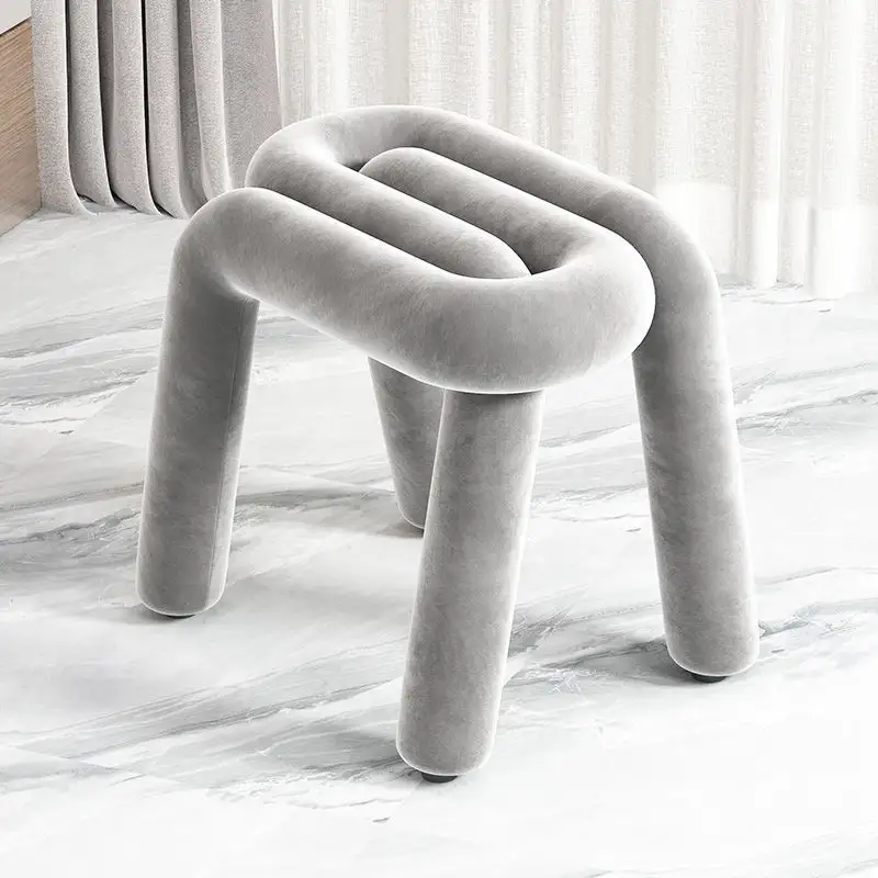 Modern Iron Fame Special Design Commercial Furniture Living Room Leisure Chair Grey Blue Pink Color Clothes Store Stool