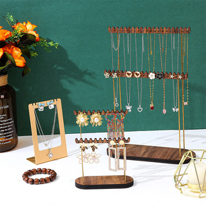 Shi Sheng óc chó bằng gỗ t thanh Bông tai hiển thị đứng để bán bông tai vòng xem tháp cây lưu trữ hiển thị - Product Image 2