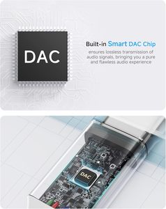 Adaptateur USB-C Type-C vers prise audio jack 3,5 mm pour casque, câble adaptateur 10 cm - Product Image 2