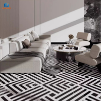 Nouvelle Arrivée 2026 Carrelage en Porcelaine Mate 800x800mm Motif AB Noir Blanc Labyrinthe Moderne pour Salon Salle de Bain Couloir