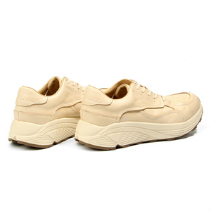 Zapatillas deportivas de cuero blanco roto, color liso, con cordones, estilo vintage - Product Image 4