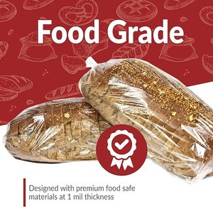 Embossed Recyclable PE Shrink <b>Bags</b> with Twist Ties 8x4x18" 250 Pack (Clear Large) Homemade Bakery Loaf Packing - Product Image 4