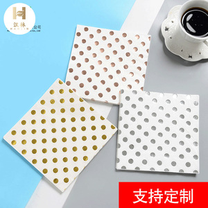 Gold Polka Dot Paper Napkins 330mm Disposable For Wedding Party Holiday - Product Image 5