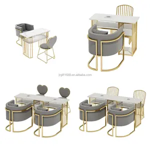 Beyaz ve altın manikür masası profesyonel masa sandalye güzellik salonu manikür mobilya