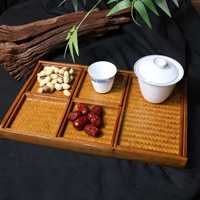 Plateau à thé en bambou massif de style japonais, artisanal, durable pour la cuisine et le bureau, cérémonie du thé zen et service