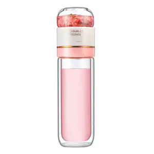 명확한 투명한 Thermos 두 배 벽 유리제 차 Infuser 물병