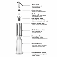 Dispenser Minyak & Cuka Kaca 2-in-1 Perak yang Dapat Digunakan Kembali, Silindris Modern untuk Dapur dengan Desain Aman untuk Mesin Cuci Piring