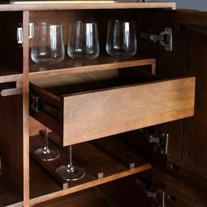 Bar Kitchen <b>Dining</b> <b>Room</b> Cafe Hotel Use Durable Mango Wood Bar <b>Cabinet</b> with 4 Doors Solid Hardwood <b>Storage</b> Furniture for Home - Product Image 4