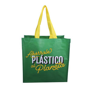 กระเป๋าโท้ทกันน้ำสีเงินแบบสั่งทำพิเศษของ Beckon ผลิตจากผ้า PP ทอ 80-150gsm พร้อมการเคลือบพิมพ์ลาย สำหรับงานส่งเสริมการขายและซูเปอร์มาร์เก็ต - Product Image 4