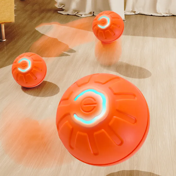 इलेक्ट्रिक पालतू कुत्ते के खिलौने ऑरेंज डॉग प्लेइंग इंडोर इंटरैक्टिव स्वचालित रोलिंग स्मार्ट डॉग पपी जंप बॉल ट्रेनिंग खिलौना