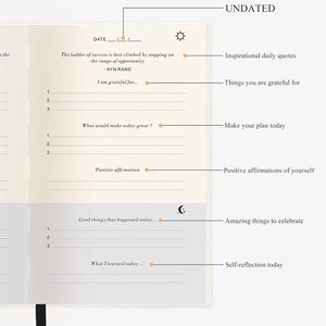 Carnet de <span class=keywords><strong>Gratitude</strong></span> et Guide de Manifestation en Lin Premium A5, Couverture Rigide, Journal Quotidien Non Daté, Planificateur d'Affirmations – Vente en Gros - Product Image 2