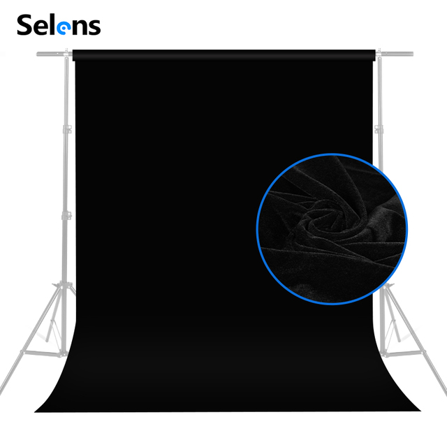 Selens 2x1m 2x2m 2x3m Non-Reflective Black Velvet Soft Flocked Light Absorbing Background Backdrop Cloth for Photo Studio