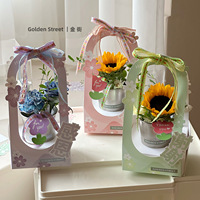 Boîtes à fleurs portables, paniers floraux pour la fête des mères, fournitures d'emballage en papier, contenants à fleurs et sacs cadeaux
