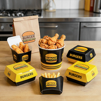Boîte à hamburger en papier rigide de qualité alimentaire écologique personnalisée pour emporter des frites, du poulet frit, des hot-dogs