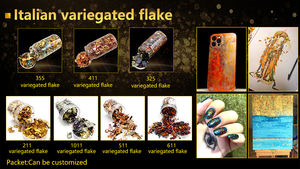 เกล็ดใบไม้หลากสี เกล็ดทองเลียนแบบอิตาลี สำหรับตกแต่งเล็บ งานฝีมือ DIY กระดาษทองแตกหลากสี - Product Image 6