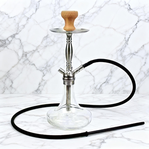 Pipa de Narguile Minimalista y Práctica - Base de Acero Inoxidable y Vidrio Transparente y Manguera Negra para el Ocio Diario - Product Image 1