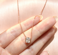 Collier pendentif en diamant de laboratoire taille radiant certifié IGI 1 carat, or massif 18 carats, sertissage horizontal, solitaire, bijoux fins personnalisés