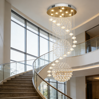 Lustre long doré sur mesure JACKSUN pour hall d'hôtel, luminaires suspendus pour plafond haut, villa, escalier, lustre en cristal