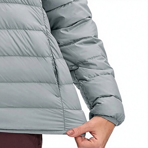 Veste matelassée pour femme, manches longues, col montant, fermeture éclair, vêtement d'extérieur d'hiver, gris, polyester, design - Product Image 3