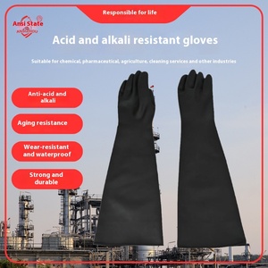 Ekstra uzun neopren eldiven kaymaz fonksiyonu asit Alkali kimyasal dayanıklı yaşlanma dayanıklı silikon içermeyen dayanıklı eldiven - Product Image 6