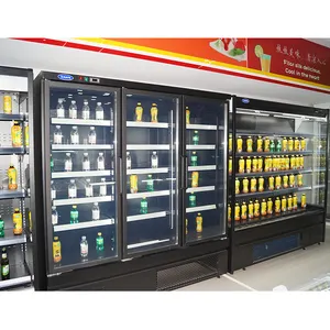 Refrigerador de alimentos con puerta de vidrio, congelador vertical, comercial, para tienda de comestibles, en venta