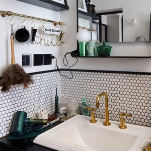 <span class=keywords><strong>Mirabella</strong></span> nordica moderna esagonale in pietra ceramica opaca resistente agli acidi parete e tessera da cucina bianco nero - Product Image 4