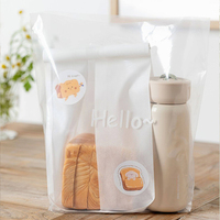 Sac de courses en PE transparent avec soufflet de fond, imperméable, avec poignées, pour boulangerie et vente au détail, personnalisable avec logo