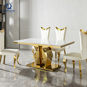 Bàn Ăn Đá Cẩm Thạch Trung Quốc Phật Sơn Bộ Phòng Ăn Sang Trọng Với 6 Ghế Bàn Ăn Đá Cẩm Thạch Hiện Đại - Product Image 5