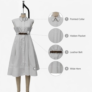 <span class=keywords><strong>Robe</strong></span> midi élégante et décontractée <span class=keywords><strong>beige</strong></span> sans manches <span class=keywords><strong>pour</strong></span> <span class=keywords><strong>femme</strong></span>, coupe ajustée à la taille, avec <span class=keywords><strong>ceinture</strong></span>, col en V, style A-line, idéale <span class=keywords><strong>pour</strong></span> les fêtes ou le bureau - Product Image 4