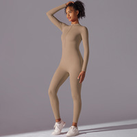 Winter dames yogakleding lange mouwen één-delige yogajumpers fitness sport bodysuit sportkleding atletische rompers met rits