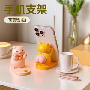 Cute Pig Phone <b>Stand</b> Resin <b>Desktop</b> Ornament Multifunction Gift For Office Desk Decoration - Product Image 3