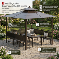 Pavillon de jardin extérieur de luxe avec toit en polycarbonate PC, abri imperméable et pare-soleil pour villa, patio, terrasse, cour arrière
