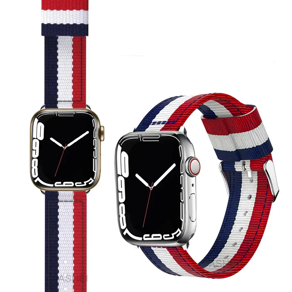 สายผ้าสำหรับ Apple Watch,สร้อยข้อมือกีฬาสำหรับ Apple Watch 7 6 5 4 3 SE Band 41มม. 45มม. ซีรี่ส์40มม. 44มม. สายทอไนลอนสำหรับ IWatch 3 38มม. 42มม.