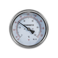 Thermomètre bimétallique à tige axiale à double échelle, boîtier rond, en acier inoxydable, pour le contrôle de la température des équipements de chaudière HVAC