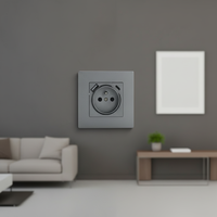 Enchufe de Pared Francés 2P+T con Puertos USB Tipo A y Tipo C, 86*86, Resistente al Fuego, Calidad PC, Estándar Europeo, DC 5V 2.1A