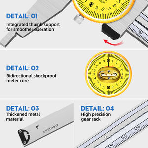 Hengliang 0-300mm Calibrador de garra exterior doble de acero inoxidable de alta precisión Calibrador <span class=keywords><strong>Vernier</strong></span> de acero inoxidable <span class=keywords><strong>con</strong></span> <span class=keywords><strong>reloj</strong></span> - Product Image 3