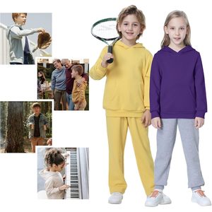 Sudadera con capucha de forro polar para niños de Kid Nation, estilo casual básico para niños o niñas de 4 a 12 años, sin forro, transpirable, de poliéster y algodón - Product Image 3