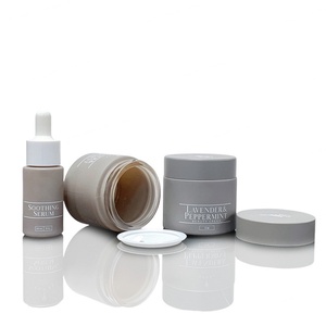 Ensemble d'emballages cosmétiques de luxe personnalisés en verre beige, pots de crème vides de 30 et 50 ml, flacons pompe pour lotion et sérum, emballage de soins de la peau - Product Image 5