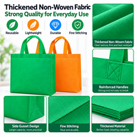 Sac fourre-tout non tissé épaissi avec logo personnalisé imprimé, sac de courses réutilisable, sac à emporter non tissé à soufflets, vente en gros
