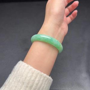Brazalete de Jade verde <span class=keywords><strong>manzana</strong></span> tipo A Jade genuino de alta calidad Natural 54,6mm brazalete de Jade pulsera de jadeíta sin grietas para regalo de mujer - Product Image 3