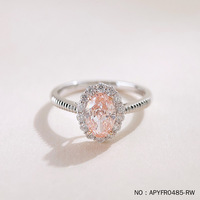 Bague de fiançailles Lerca en or véritable 18 carats avec diamant rose ovale de laboratoire de couleur rouge et blanc, style vintage français, taille œuf de pigeon