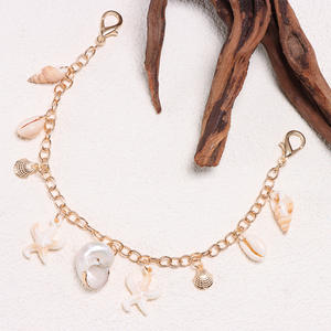 Cadena para bolso con diseño de estrellas de mar y conchas, correa decorativa de metal, accesorio para bolso de mujer, estilo plegable con patrón de vida marina - Product Image 2