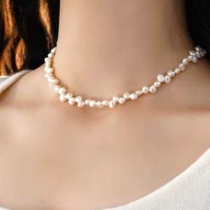 Collar de Plata 925 con Cadena para Clavícula y Perla Natural Barroca en Forma de Pétalo, Plata Rota, para Chicas Dulces y Temperamentales, que No se Desvanecen - Product Image 4