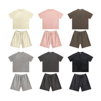 2024 personnalisé hommes et femmes Street Wear surdimensionné T-shirt Shorts ensemble survêtement 100% coton été deux pièces ensemble
