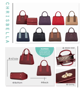 Sacs à main pour femmes de qualité supérieure avec fermeture éclair, deux sangles, en PU, capacité 3L+ - Product Image 6