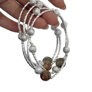 Natural Crystal Super Seven S925 Sterling Silver <b>Bracelet</b> With Laser Cut <b>Ball</b> Design Women's Everyday Wear Jewelry - Product Image 4