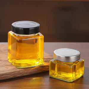 Barattolo Classico in Vetro per Alimenti 100ml 200ml 280ml 380ml 500ml 730ml, Contenitore Quadrato per Caramelle e Biscotti con Coperchio a Vite - Product Image 1